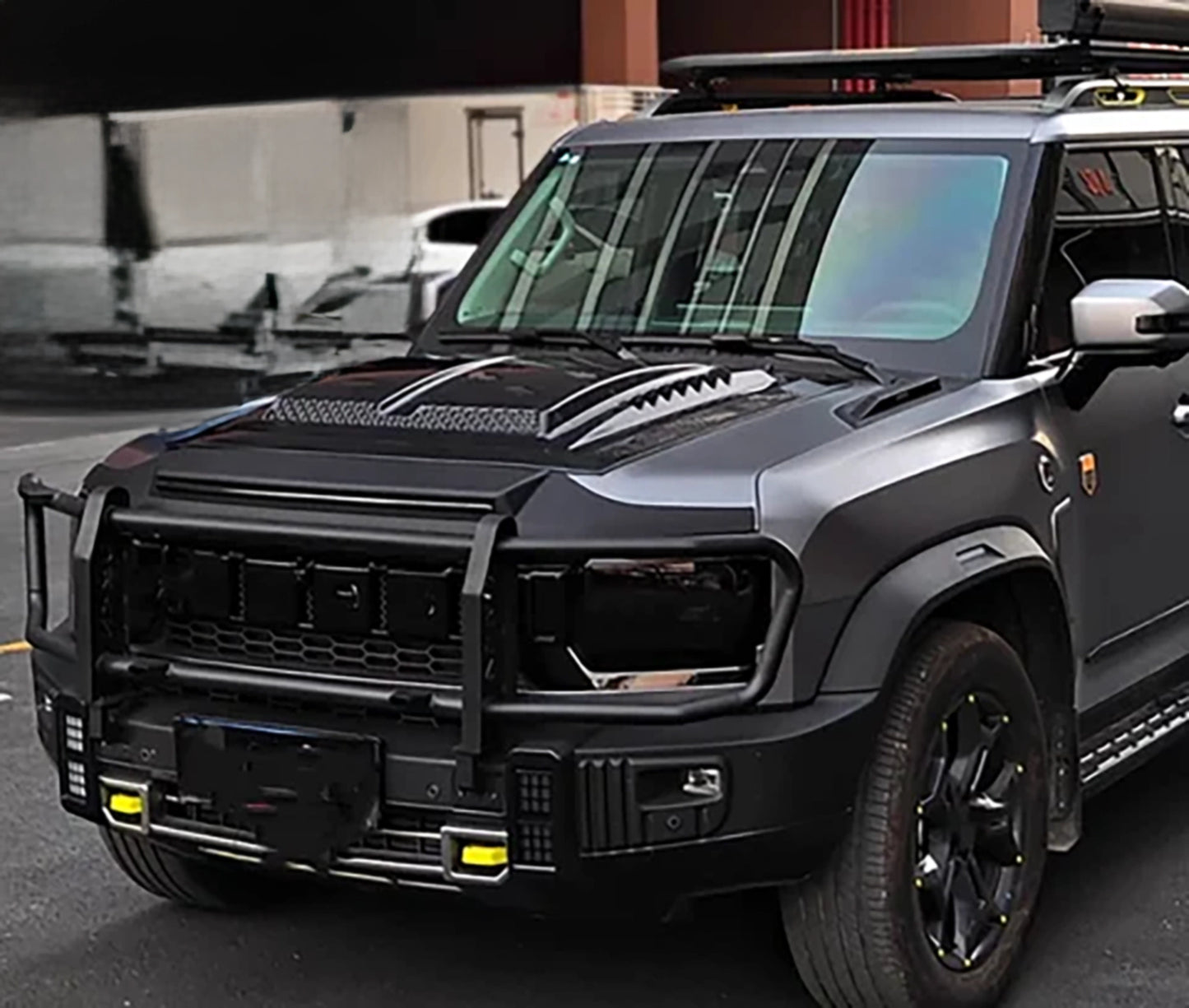 غطاء محرك السيارة Jetour T2 باللون الأسود غير اللامع